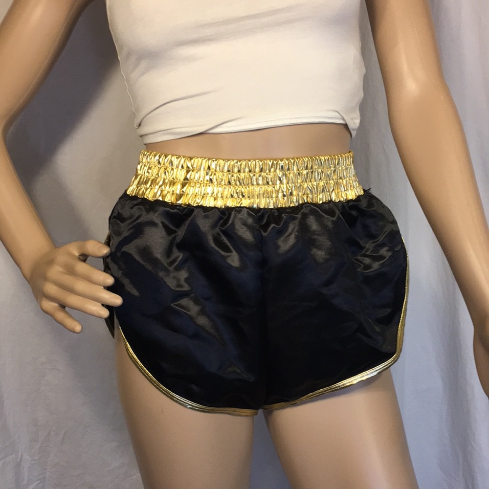 Black & Gold High Waist Short Shorts by Forplay, Sz S/M